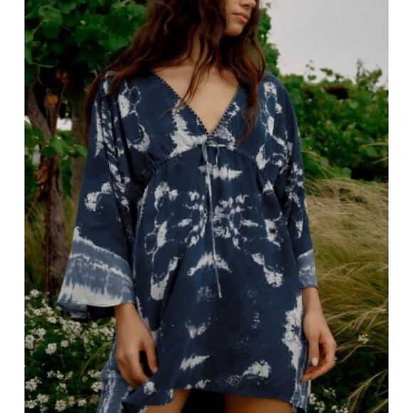 Zara Xsmall oversized Mini Tie-Dye Dress - Blue - Picture 2 of 16